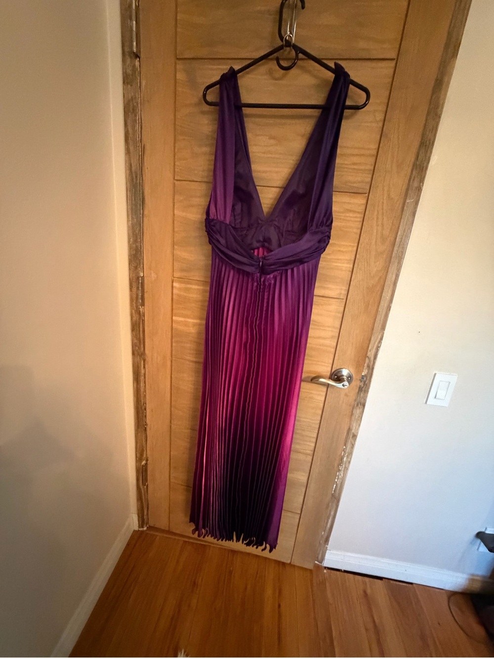 Cache Plunge Halter Ombre Pleated Maxi Dress - Purple - Picture 7 of 13